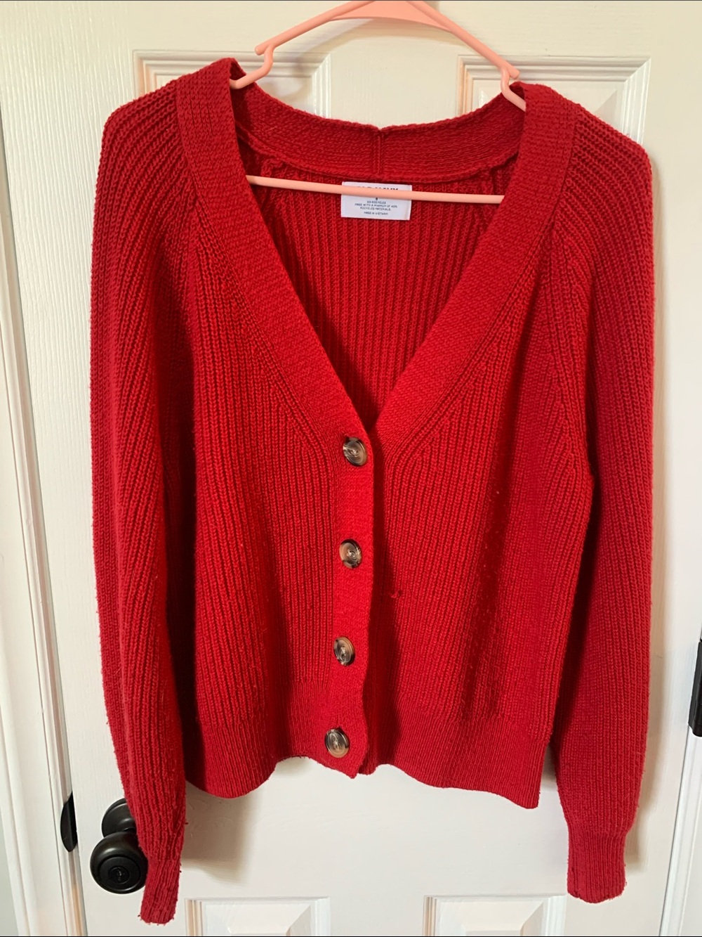 Women’s Red V-Neck Sweater Cardigan Button Up Sz.Small Old Navy
